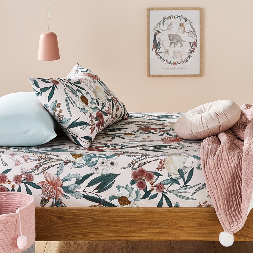 Adairs Kids Bush Magic Blush Fitted Sheet Set Adairs