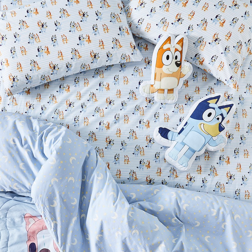 Adairs Kids Bluey White Stripe Fitted Sheet Set Adairs