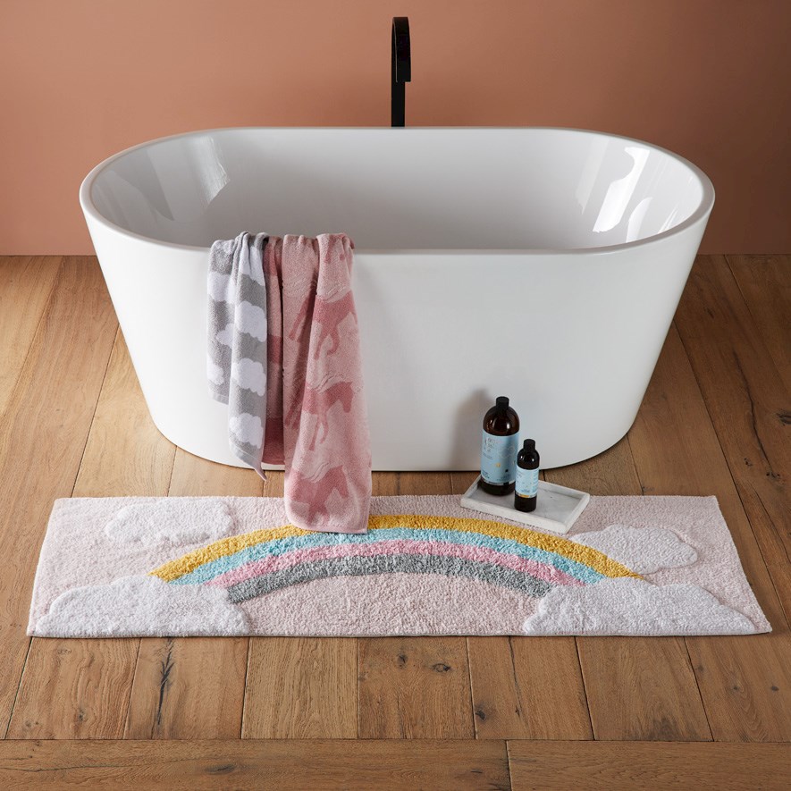 Adairs Kids Rainbow Pink Kids Bath Runner Mat Adairs