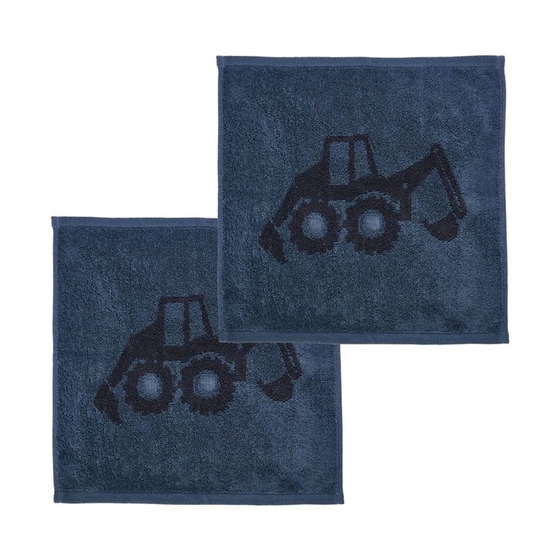 Construction Zone Navy Face Washers Pack of 2