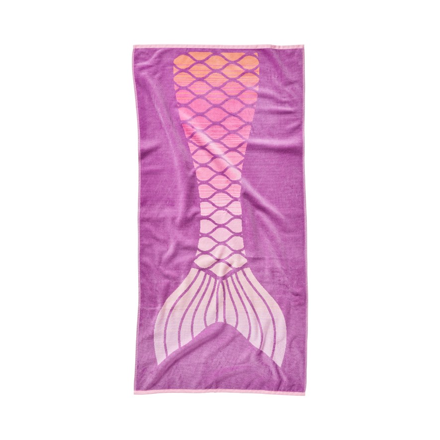 Adairs Kids Mermaid Tail Velour Beach Towel Adairs