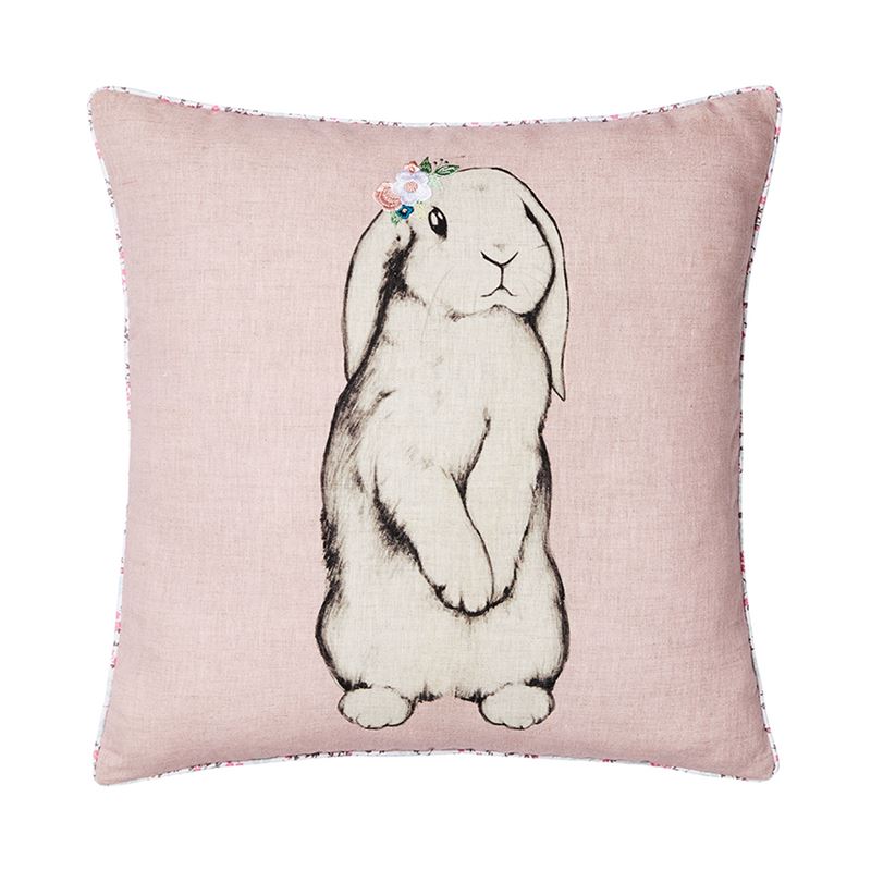 Designer Cushion Natural Linen Bunny