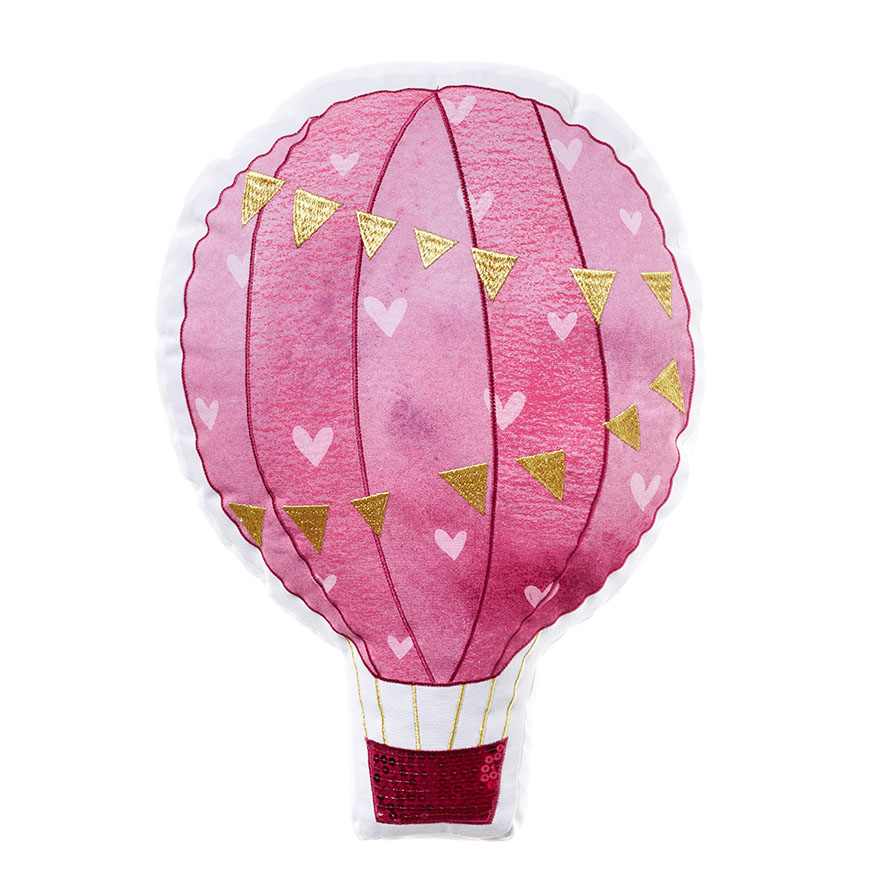 Adairs Kids Designer Pink Hot Air Balloon Cushion Adairs