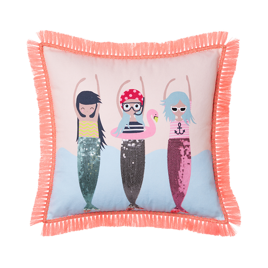 Adairs Kids Designer Cushion Mermaids Pink Adairs