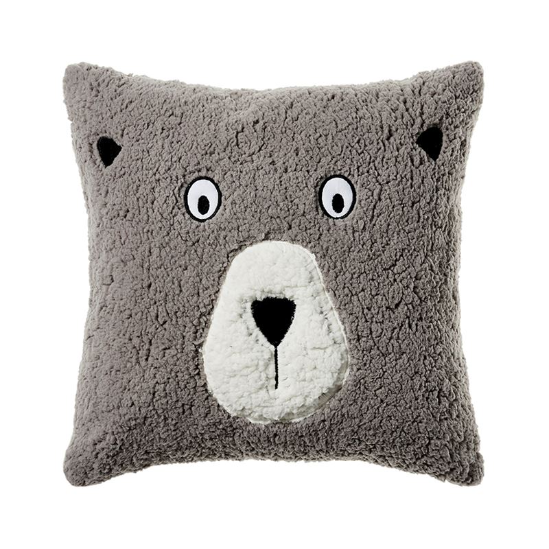 Cushion Co-Ordinate Grey Fuzzy Bear