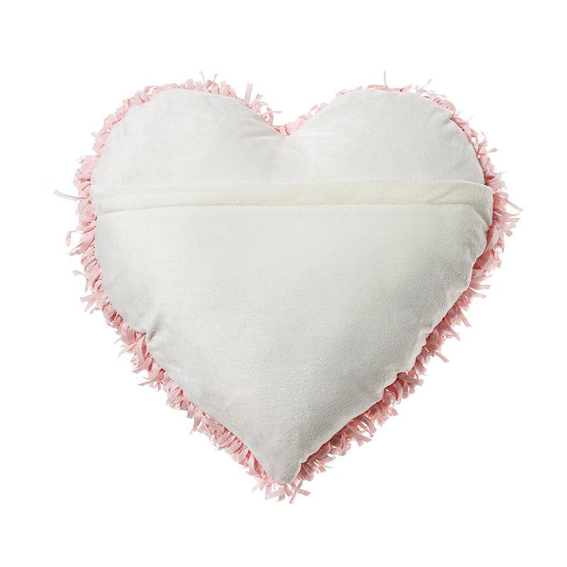 Fluffy Pink Heart Ribbon Cushion