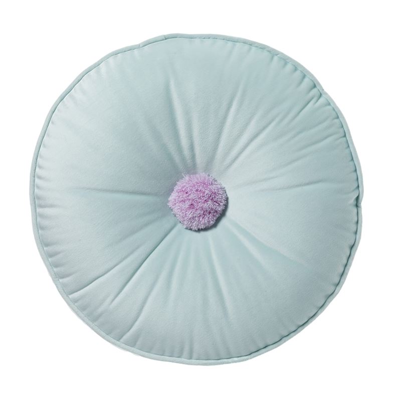 Velvet Pom Pom Cushion Peppermint Lilac