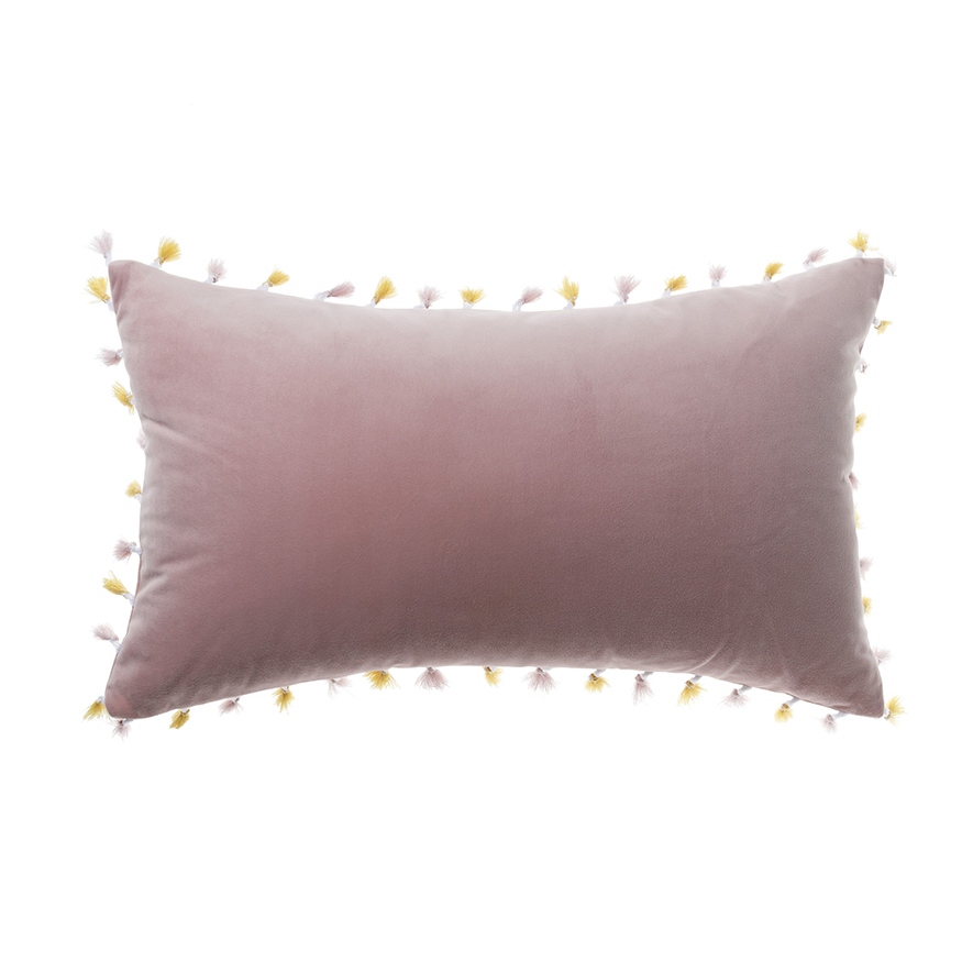 Adairs Kids Velvet Tassel Trim Cushion Pink Adairs