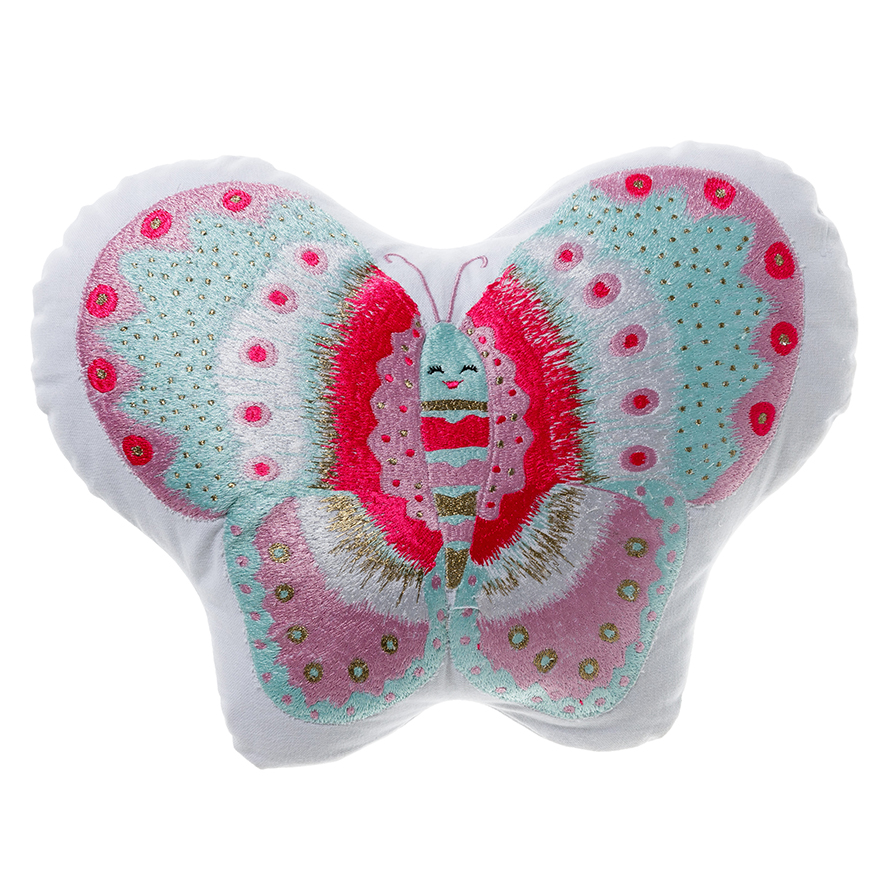 Adairs Kids Embroidered Shaped Aqua Butterfly Cushion Adairs