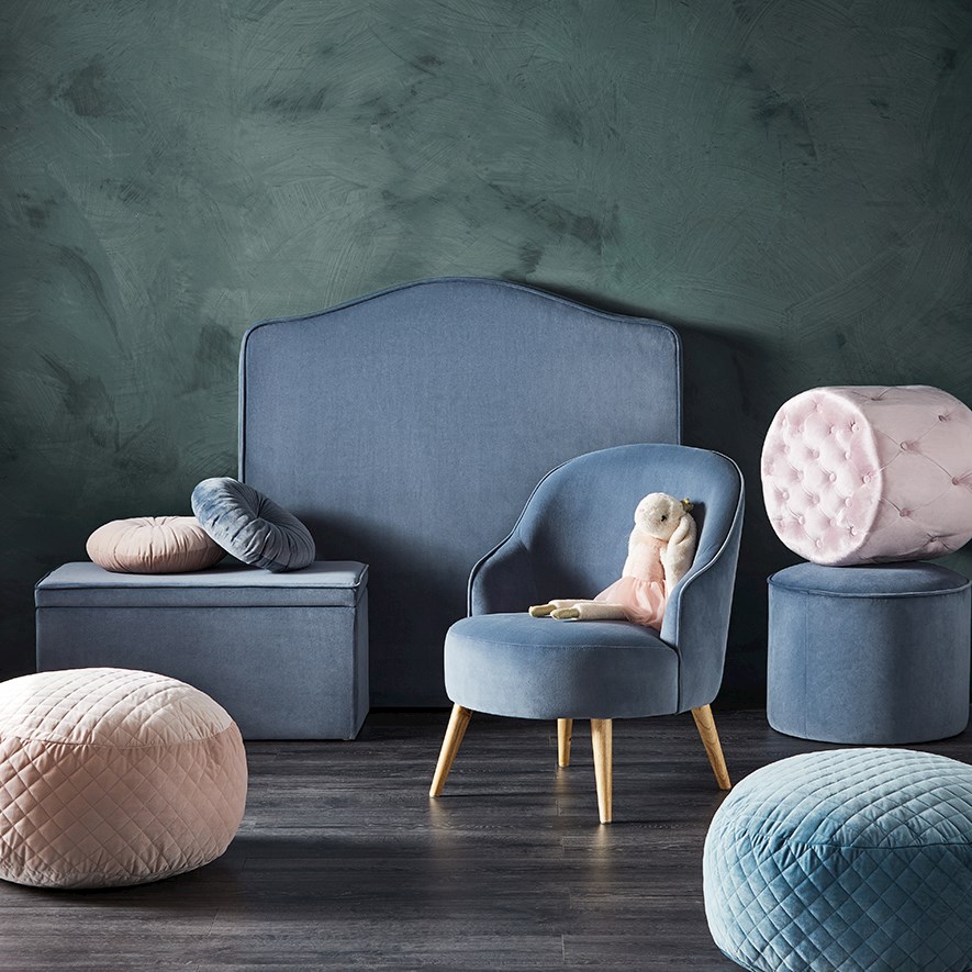 Adairs Kids Denim Velvet Novelty Round Cushions Adairs