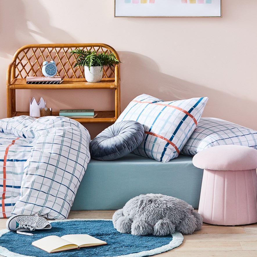 Adairs Kids Denim Velvet Novelty Round Cushions Adairs