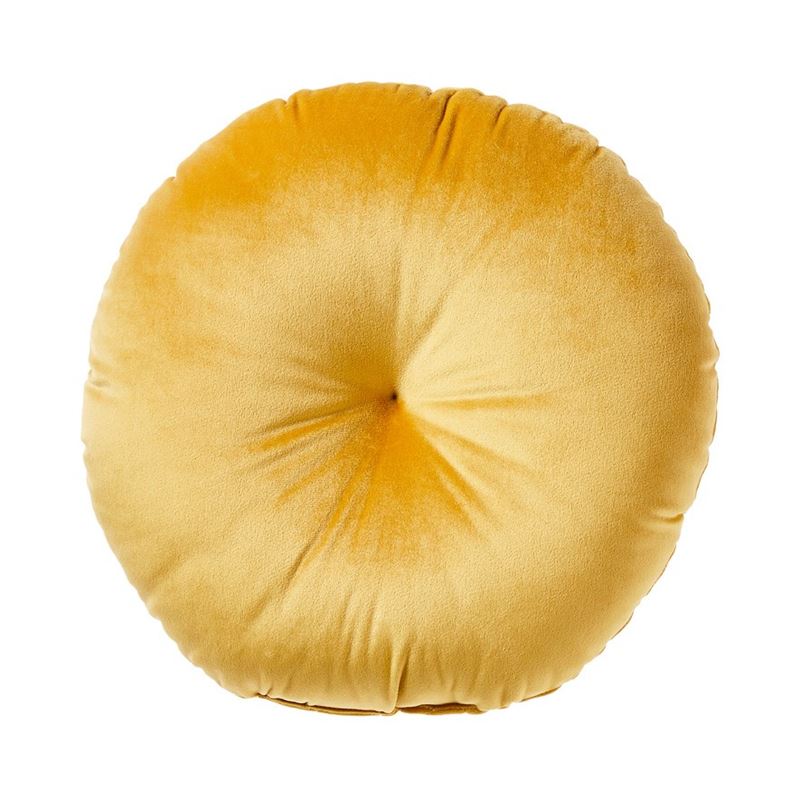 Mustard Velvet Novelty Round Cushions