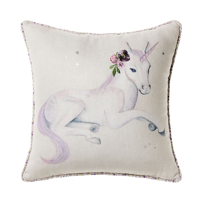 Classic Cushion Range Linen Pretty Unicorn