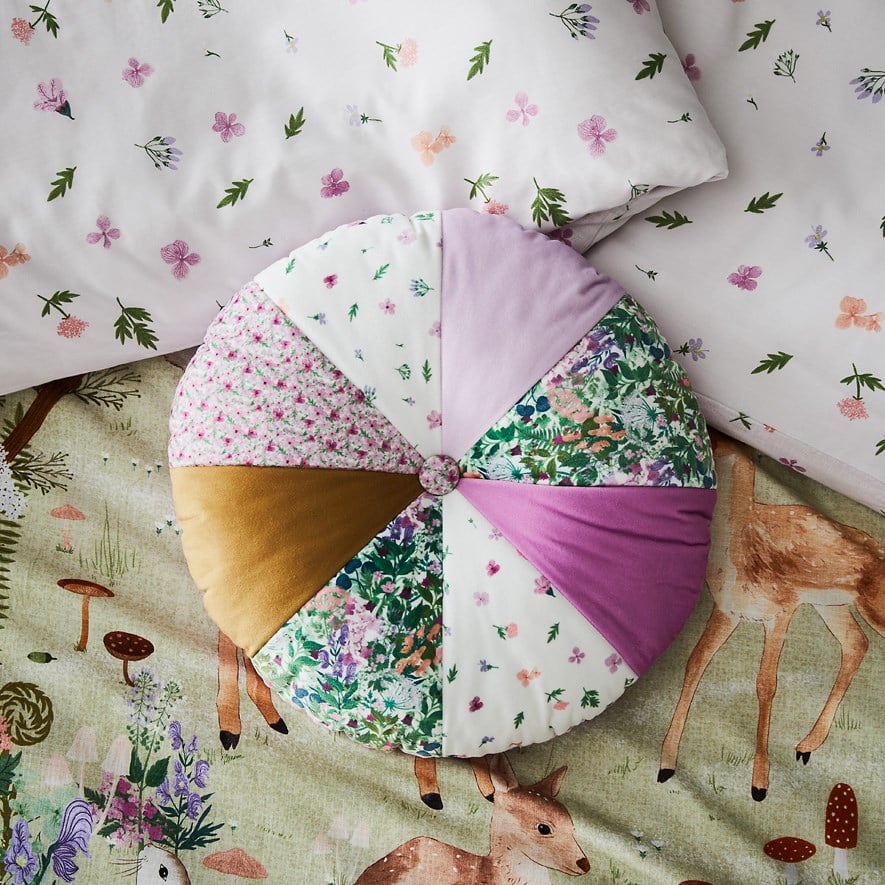 Adairs Kids Pretty Forest Round Velvet Classic Cushion Adairs