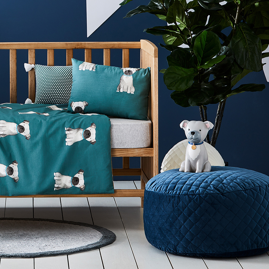 Adairs Kids - Floor Cushion Navy Quilted Velvet | Adairs