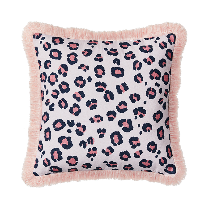 Adairs Kids Leopard Print Pink Coral Cushion Adairs