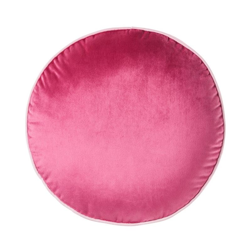 Piped Pink Paradise Round Velvet Cushions