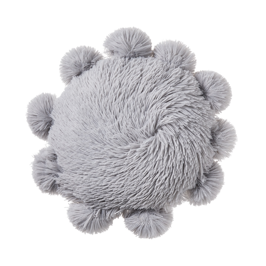 Adairs Kids Round Snuggly Sherpa Silver Cushion Adairs