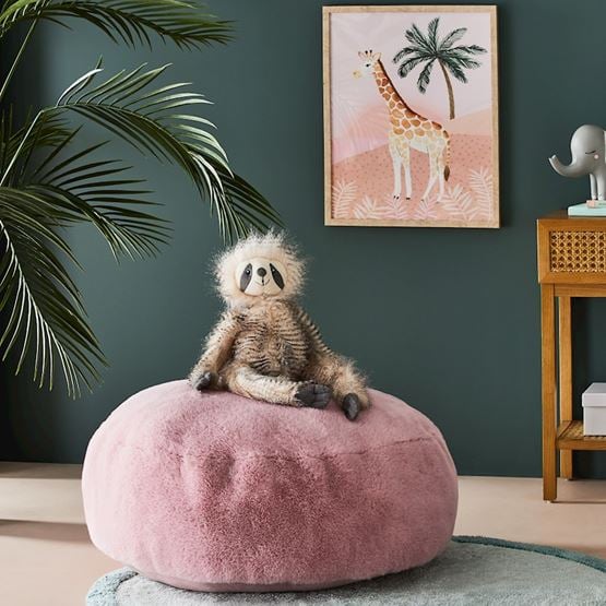Faux Rabbit Fur Pink Floor Cushion