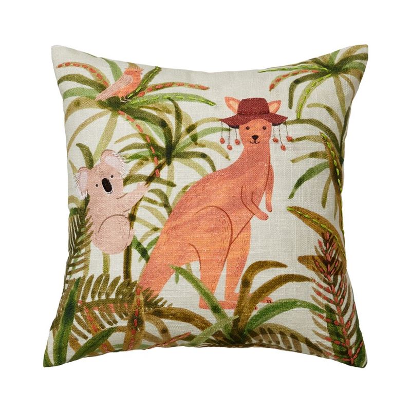 Textured Cotton Australiana Animals Cushion