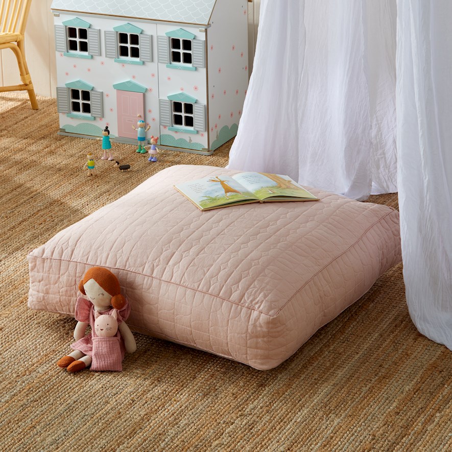 Adairs Kids - Vintage Washed Linen Nude Pink Floor Cushion
