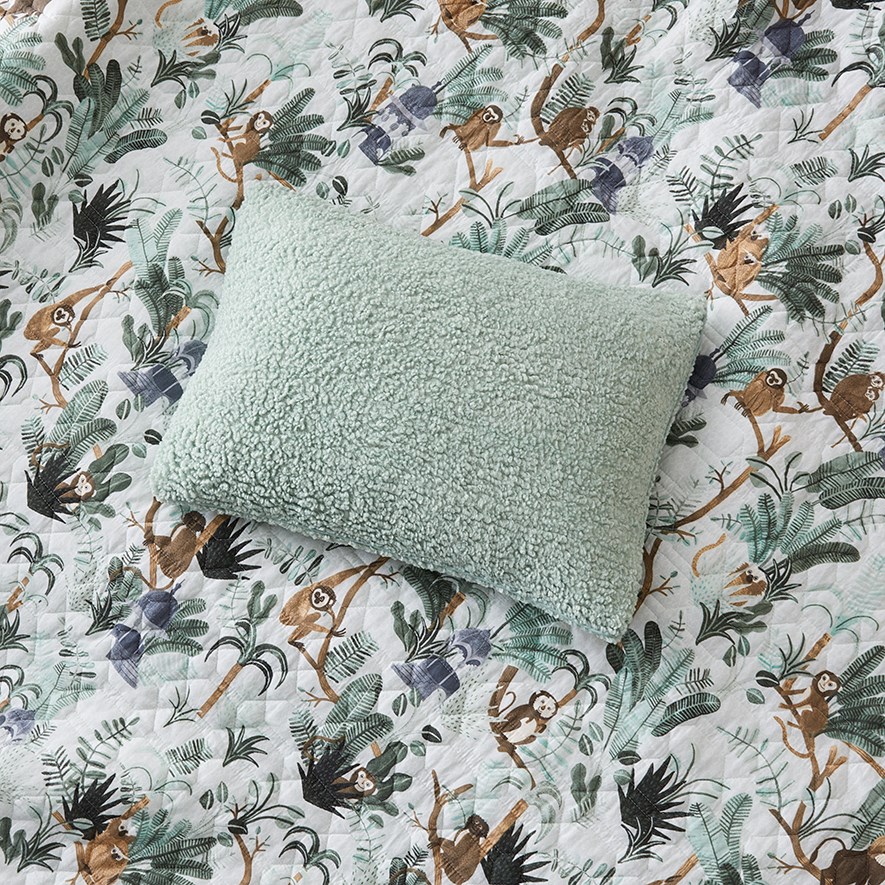 Adairs Kids Teddy Creamy Mint Fleece Cushion Adairs