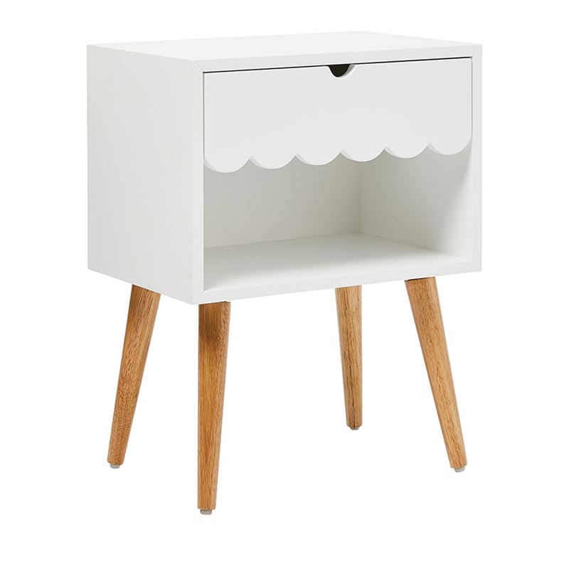 Sophia Furniture Collection White 1 Drawer Bedside Table