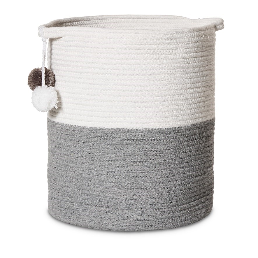 Adairs Baby Remi Grey & White Rope Basket Adairs