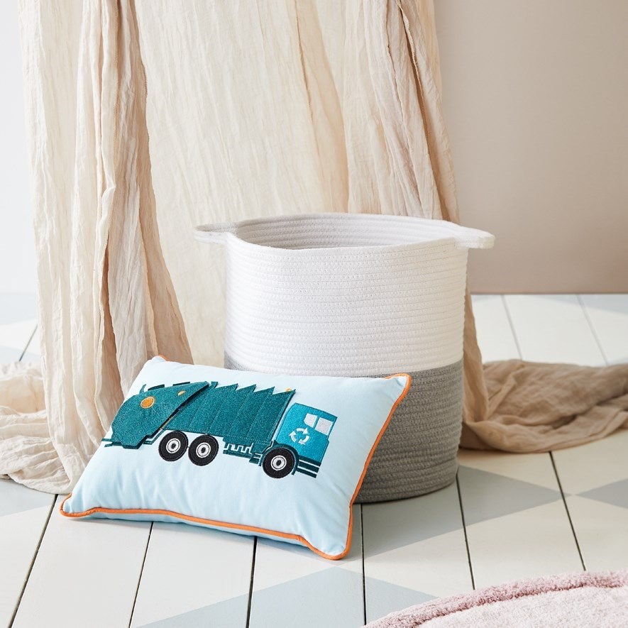 Adairs Baby Remi Grey &amp; White Rope Basket Adairs