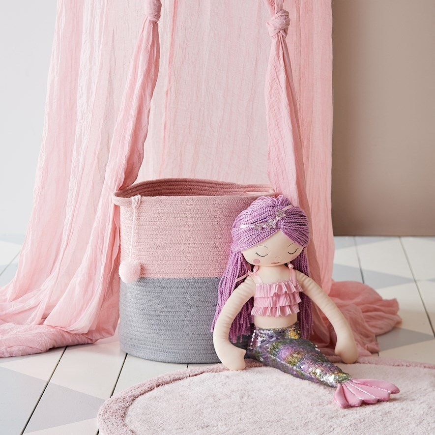 Adairs Baby Remi Pink & Grey Rope Basket Adairs