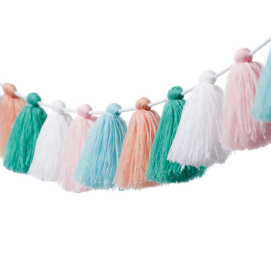Adairs Kids Pom Pom Tassel Garland Greens Adairs