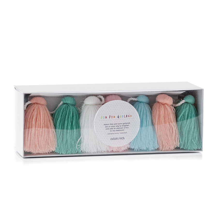 Adairs Kids Pom Pom Tassel Garland Greens Adairs
