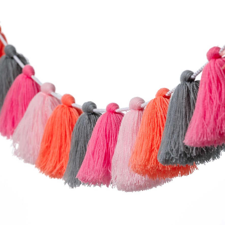 Festive Pink Pom Pom Tassel Garland Homewares Gifts & Toys Adairs