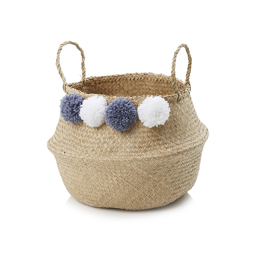 Adairs Kids Pom Pom Baskets Grey Adairs