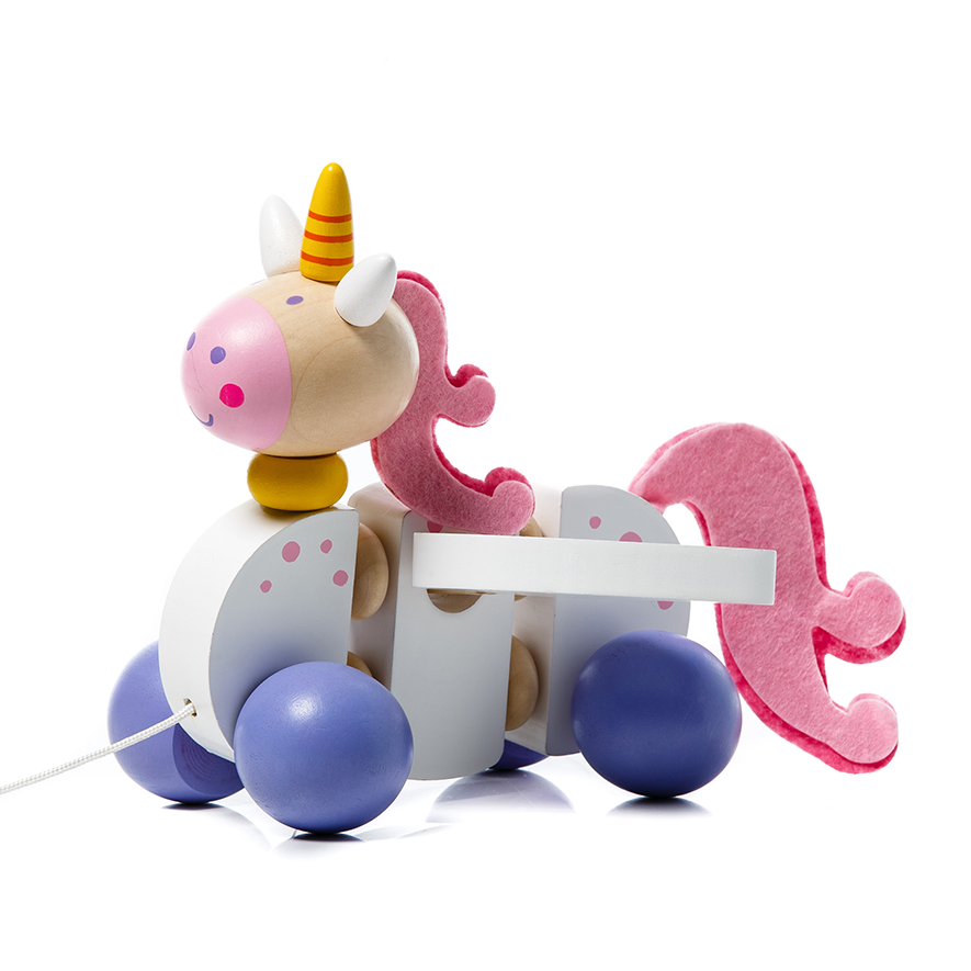 Adairs Kids Timber Toy Collection Pull Along Unicorn Adairs