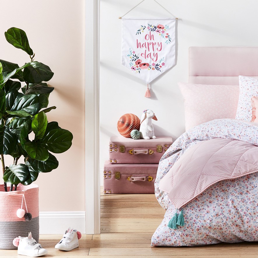 Adairs Kids Keepsake Pink Velvet Suitcase Set of 2 Adairs