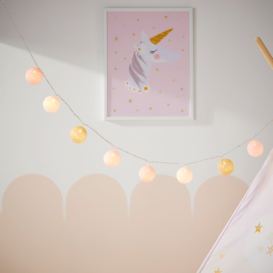 Adairs Kids - Twinkle Kids String Lights - Pink & Gold Fairy Lights | Adairs