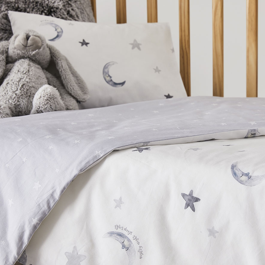 Adairs Baby Sleep Tight Cot Quilt Cover Set Grey Adairs