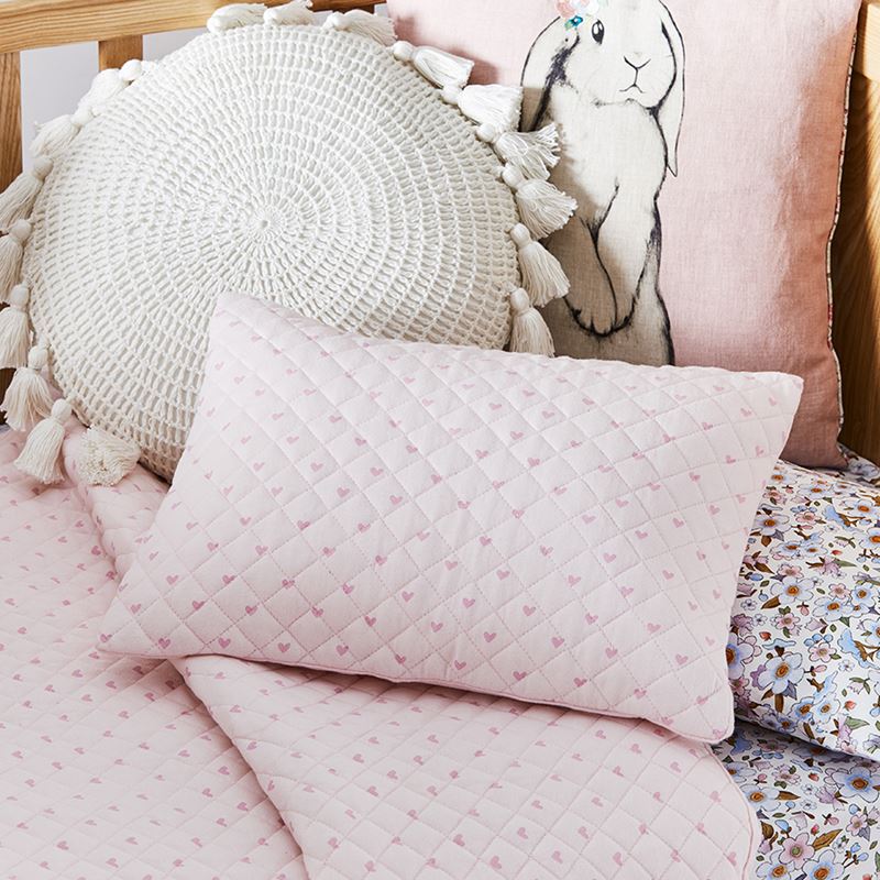 Adairs Baby - Sweetheart Jersey Quilted Pink Cot Quilt Cover Set | Adairs