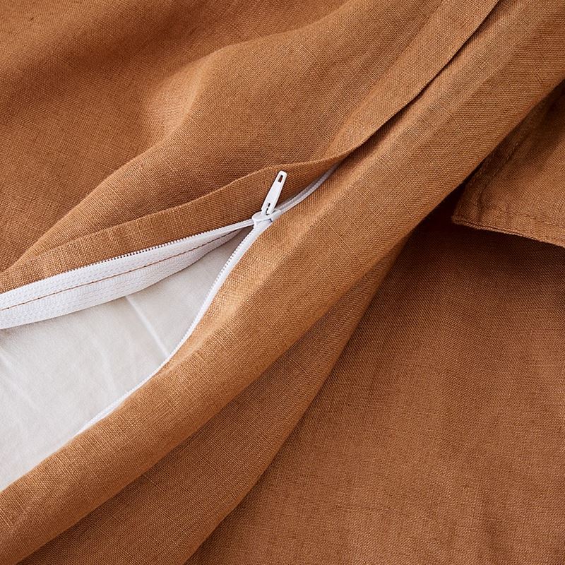 Vintage Washed Linen Caramel Cot Quilt Cover Set