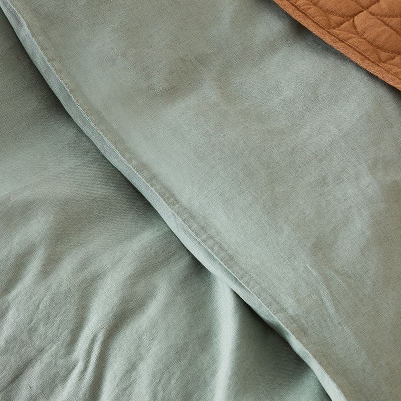Vintage Washed Linen Eucalyptus Cot Quilt Cover Set