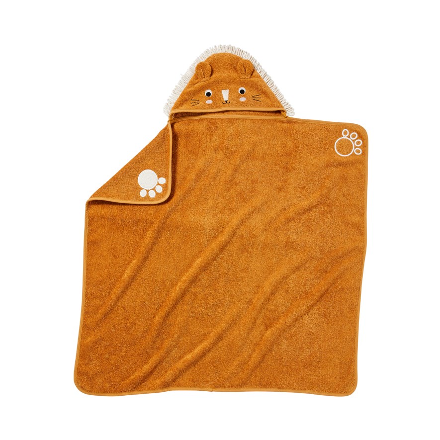 Adairs Baby Lion Tan Hooded Towel Adairs