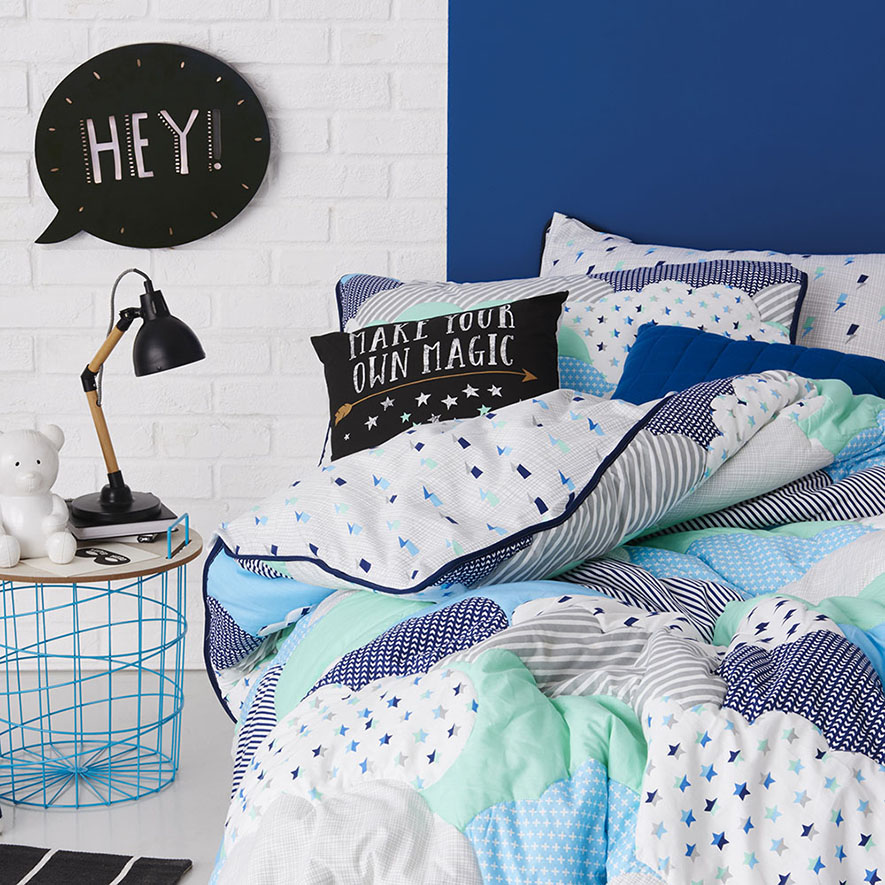 Adairs Kids Cloud Blue Cot Quilt Cover Set Adairs