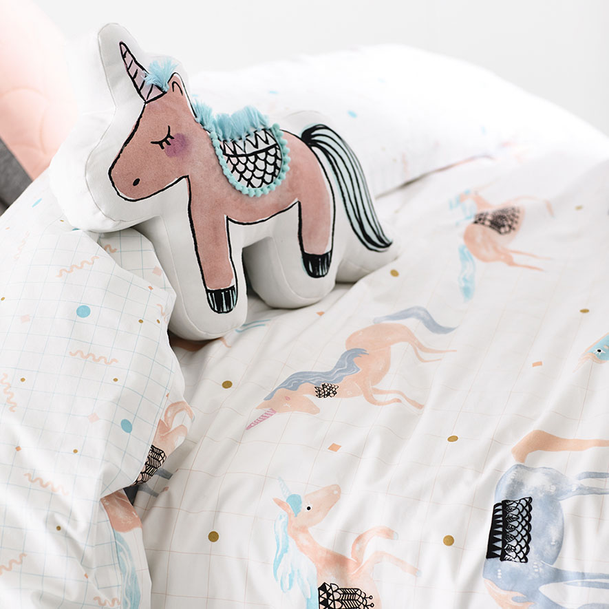 Adairs Kids Unicorn Party Cot Quilt Cover Set Adairs