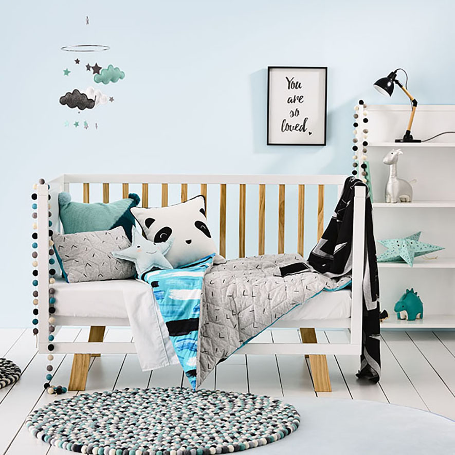 Adairs Kids Archie Jersey Quilted Cot Quilt Cover Set Adairs