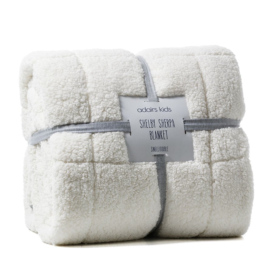Adairs Kids Shelby Sherpa Blanket Cot Grey Marle Adairs