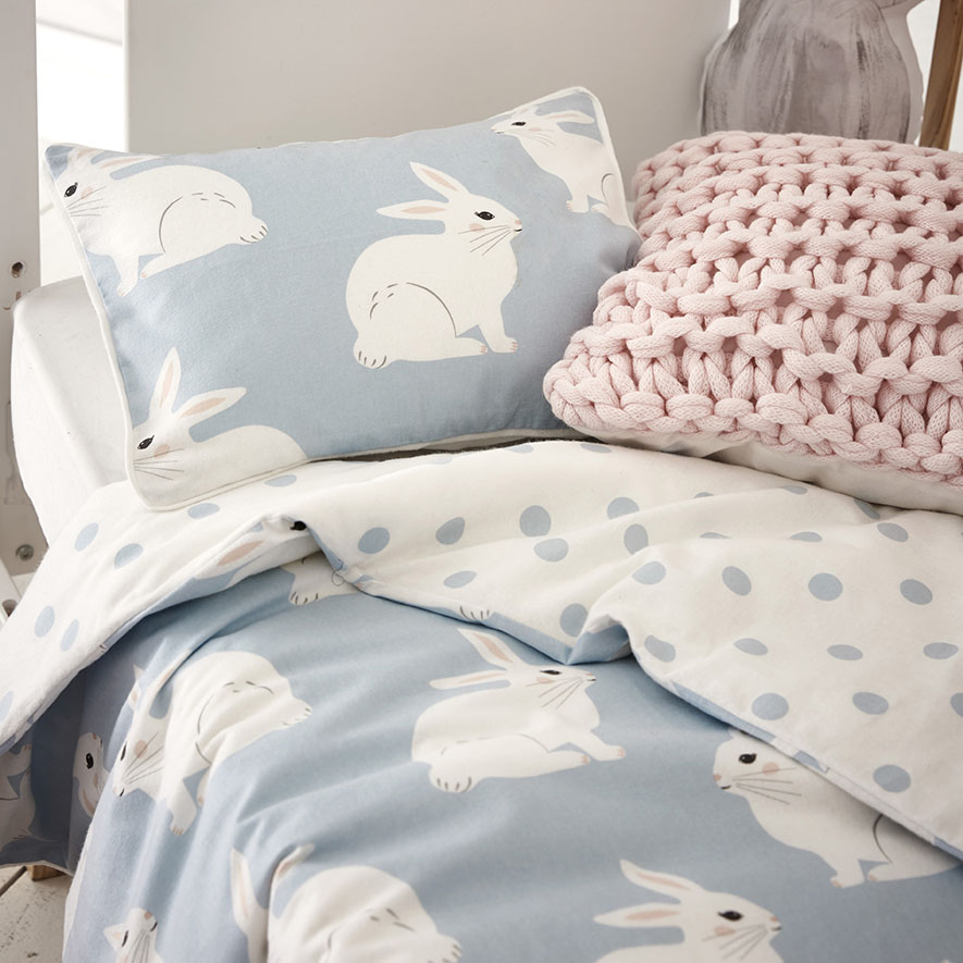 Adairs Kids Bunny Love Cot Flannelette Quilt Cover Set Adairs