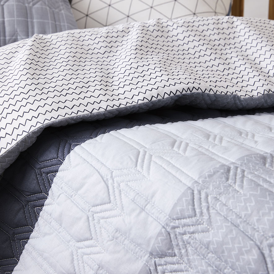 Adairs Kids Kejo Quilted Cot Quilt Cover Set Grey Adairs