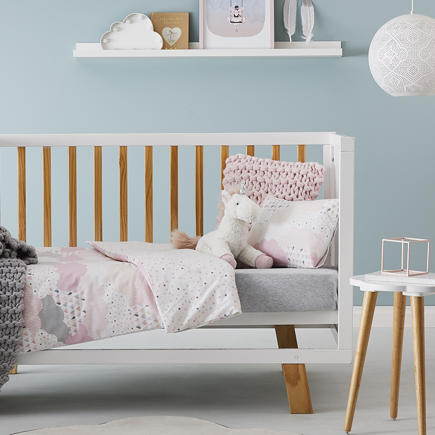 Adairs Kids Cloud Dream Flannelette Cot Quilt Cover Set