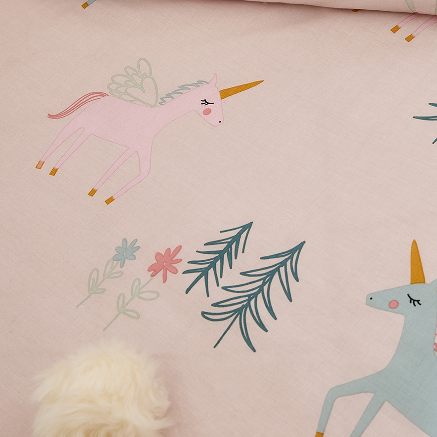 Adairs Kids Stonewash Unicorn Cot Quilt Cover Set Pink Adairs